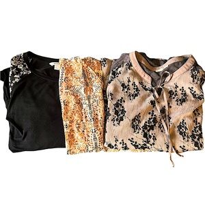 Bundle of 3 cute and dressy pull over tops! All size large